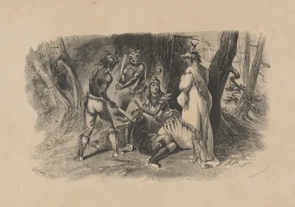 Captain Smith rescued by Pocahontas av Felix Octavius Carr Darley