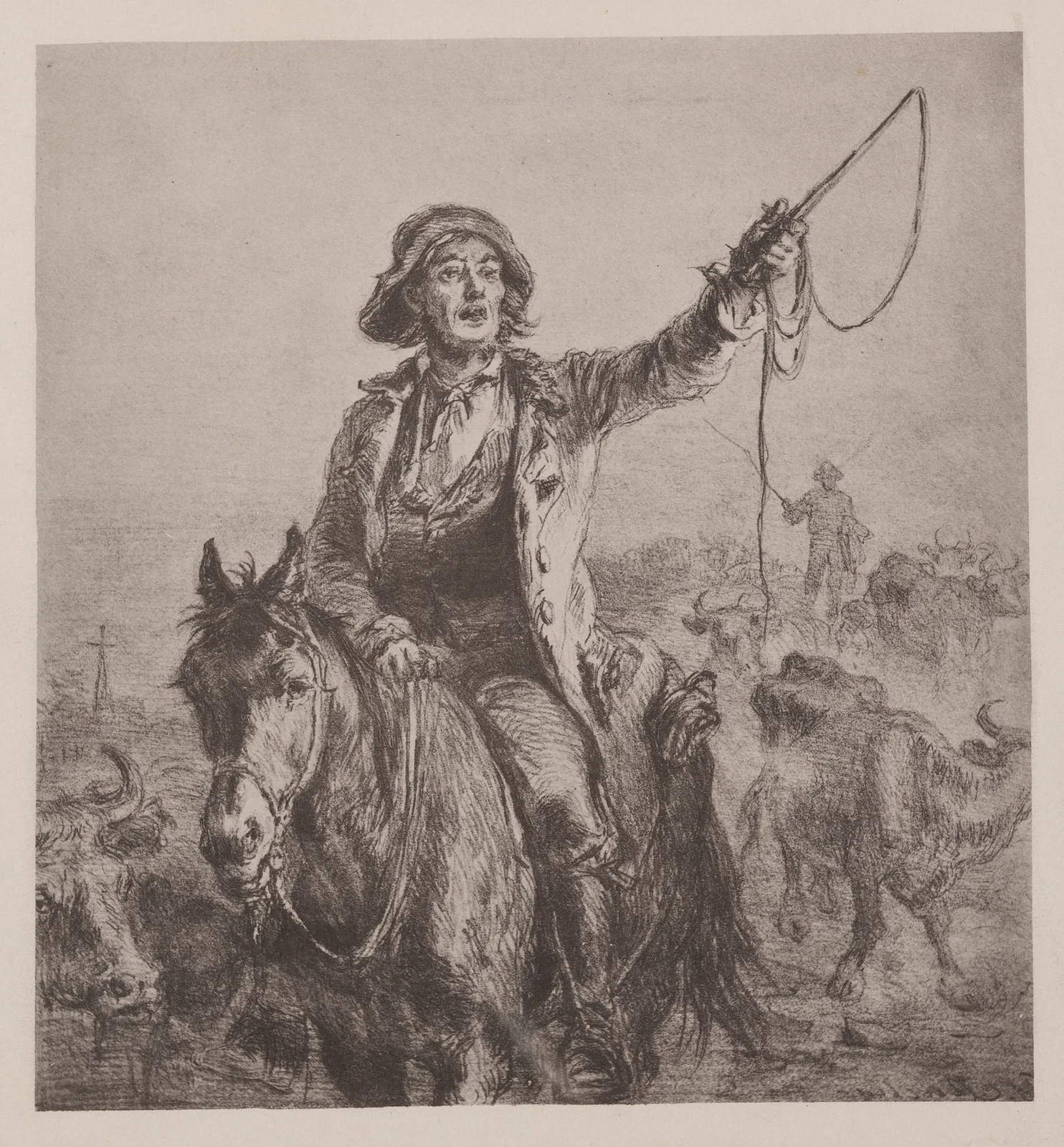 Herdsman driving cattle av Felix Octavius Carr Darley