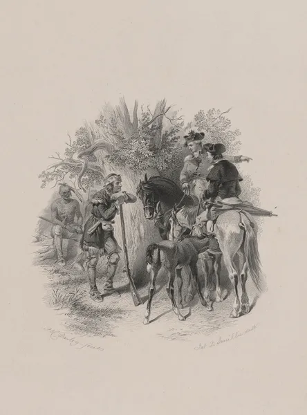 Last of the Mohicans; Waylaid travellers. av Felix Octavius Carr Darley