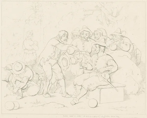 Rip serves liquor to the strange men in the mountains av Felix Octavius Carr Darley