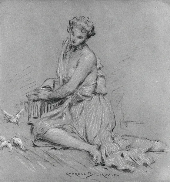Seated Woman with Birds av James Carroll Beckwith
