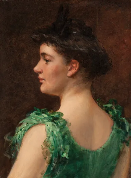 The Green Dress av James Carroll Beckwith