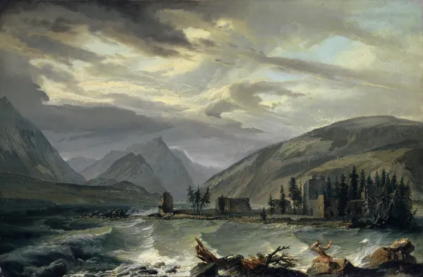 Tempest over the Lake of Thun av Caspar Wolf