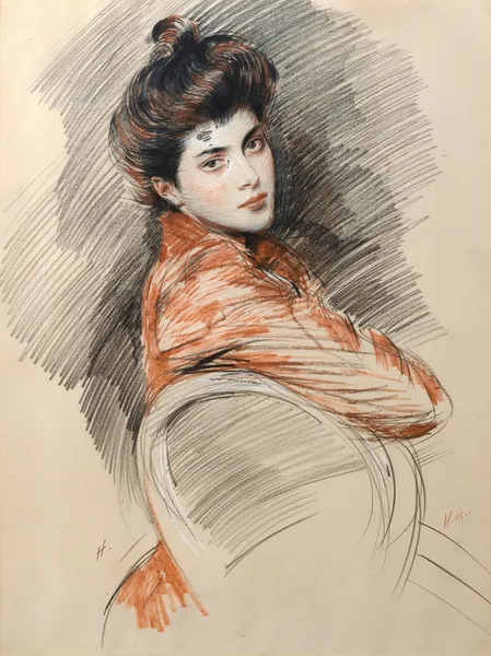 Portrait Of Elisabeth Van Biema av Paul César Helleu