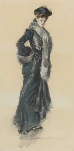 An Elegant Lady in a Fur-Trimmed Coat av Howard Chandler Christy