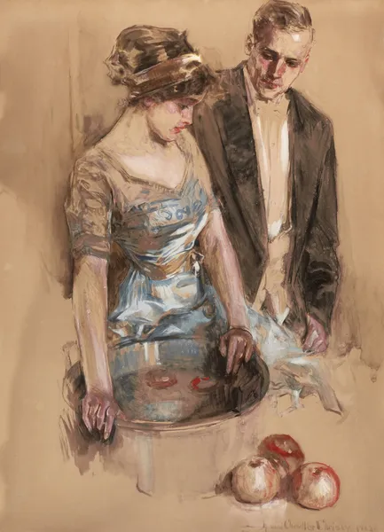 The Lover’s Moment — The Beginning of Their First Apple Pie av Howard Chandler Christy