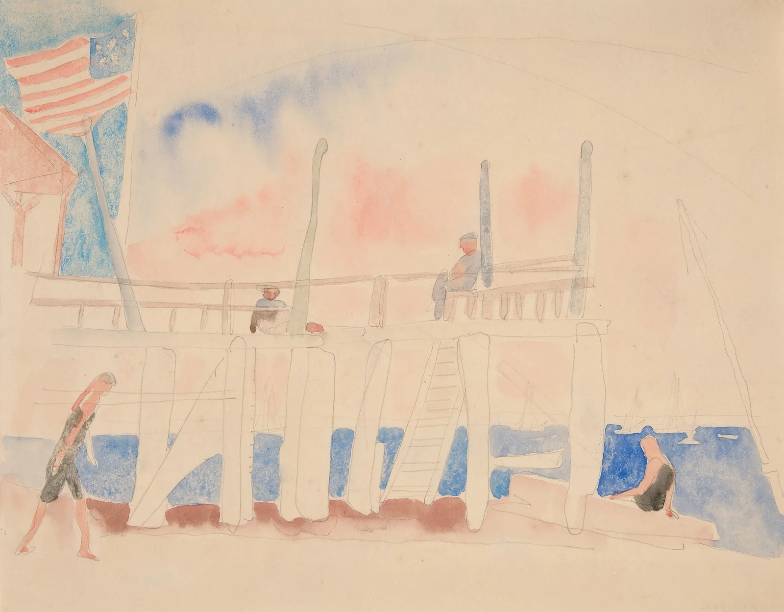 Pier With Four Figures av Charles Demuth