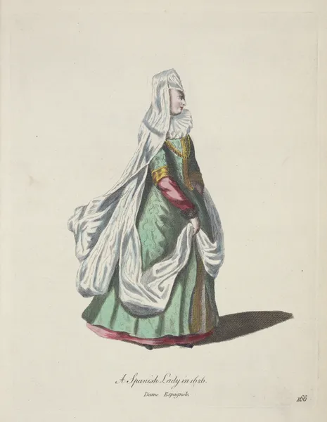 A Spanish lady in 1626. Dame Espagnole. av Charles Grignion