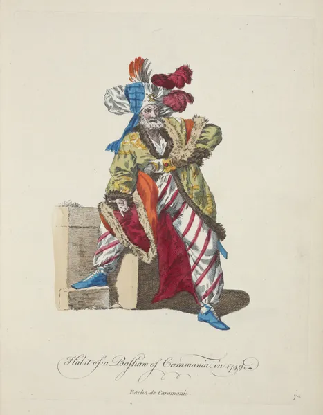 Habit of a bashaw of Caramania in 1749. Bacha de Caramanie. av Charles Grignion