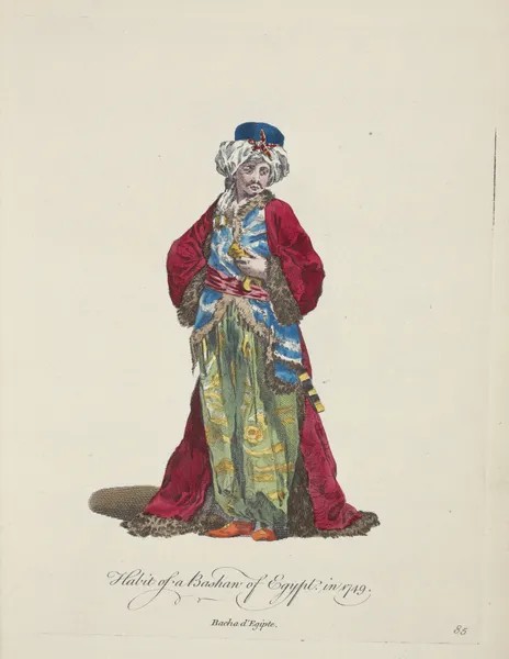 Habit of a bashaw of Egypt in 1749. Bacha d’Egipte. av Charles Grignion