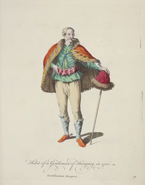 Habit of a gentleman of Hungary in 1700. Gentilhomme Hongrois. av Charles Grignion