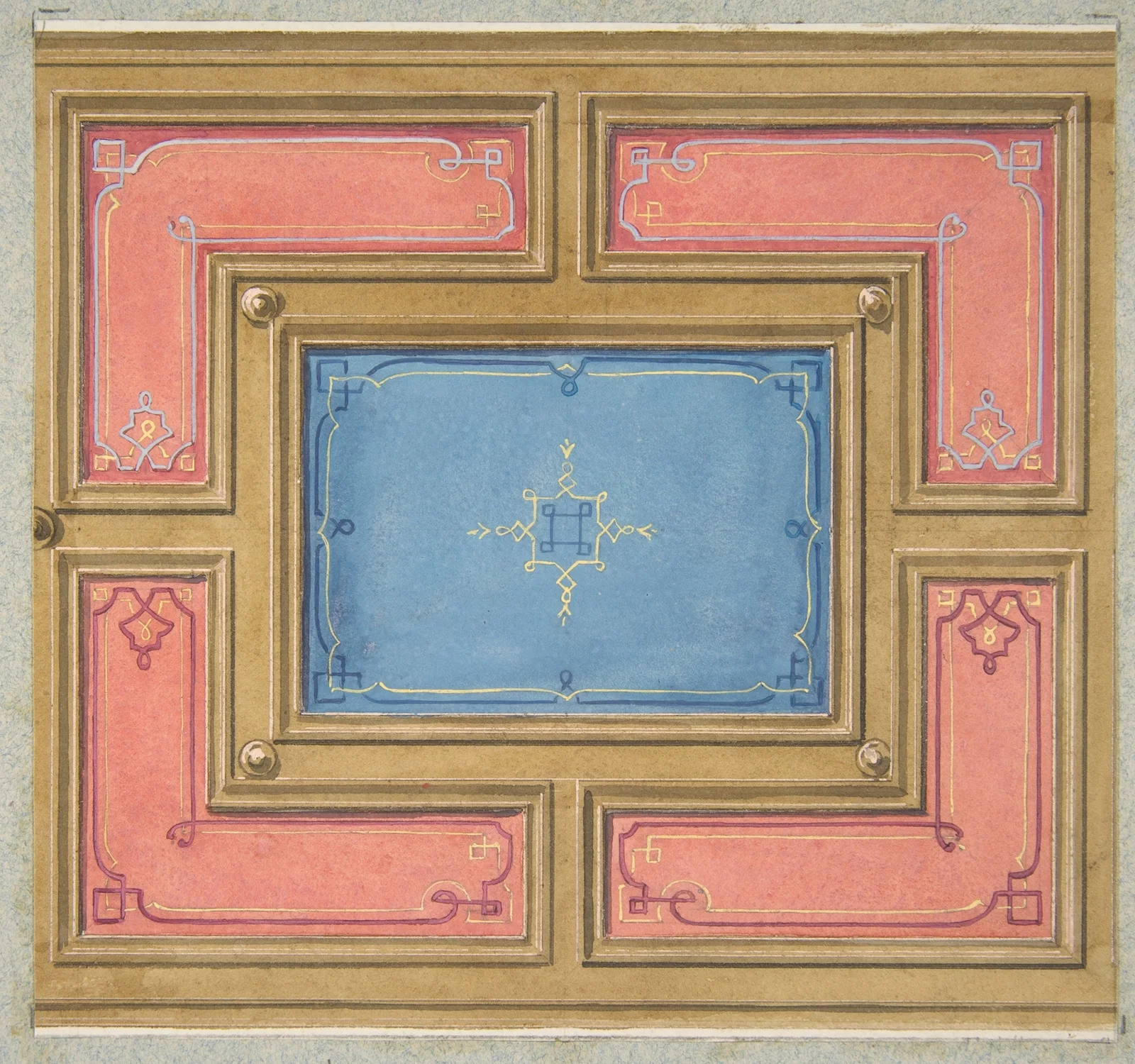 Design for a paneled ceiling av Jules-Edmond-Charles Lachaise