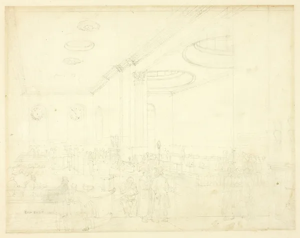 Study for Lloyd’s Subscription Room, from Microcosm of London av Augustus Charles Pugin