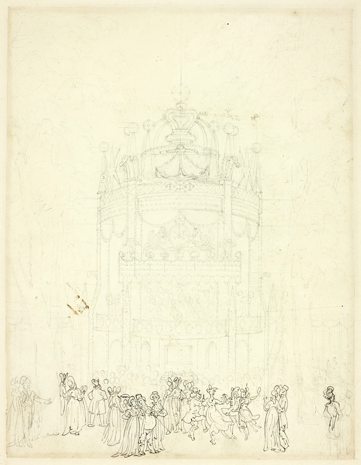 Study for Vauxhall Garden av Augustus Charles Pugin