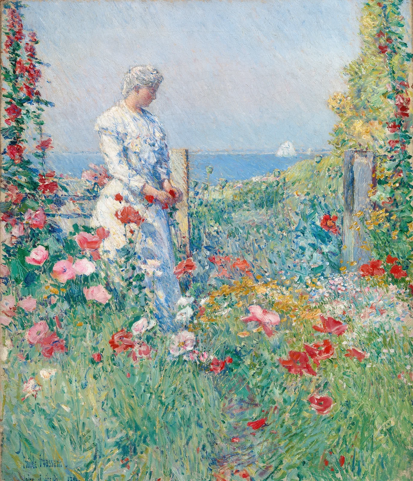 In the Garden (Celia Thaxter in Her Garden) av Childe Hassam