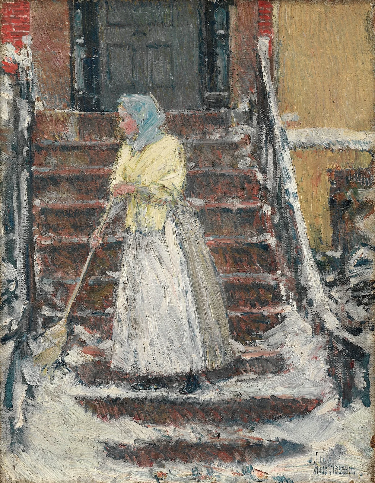 Sweeping Snow av Childe Hassam