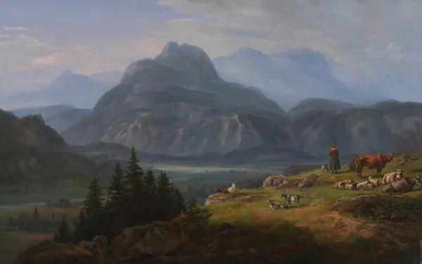 The Etsch Valley near Roveredo av Johan Christian Dahl