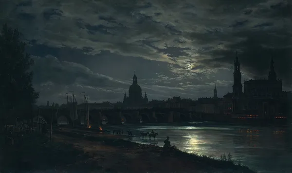 View of Dresden by Moonlight av Johan Christian Dahl