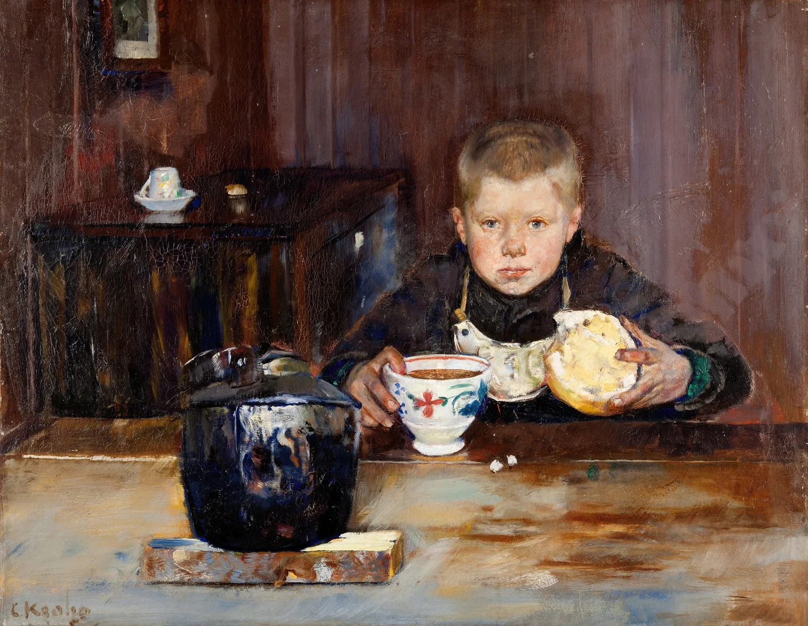 Errand-Boy Drinking Coffee av Christian Krohg