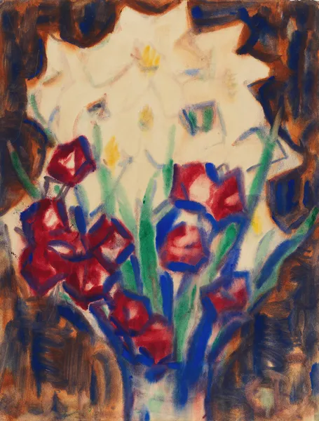 Blumenstillleben (Um 1916) av Christian Rohlfs
