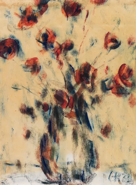 Feldmohn in blauer Vase av Christian Rohlfs