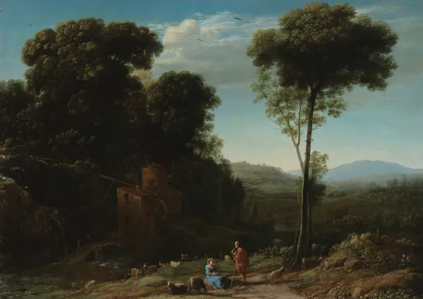 Pastoral Landscape with a Mill av Claude Lorrain