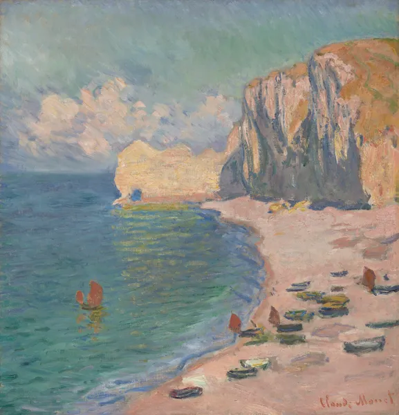 Étretat, The Beach and the Falaise d’Amont av Claude Monet