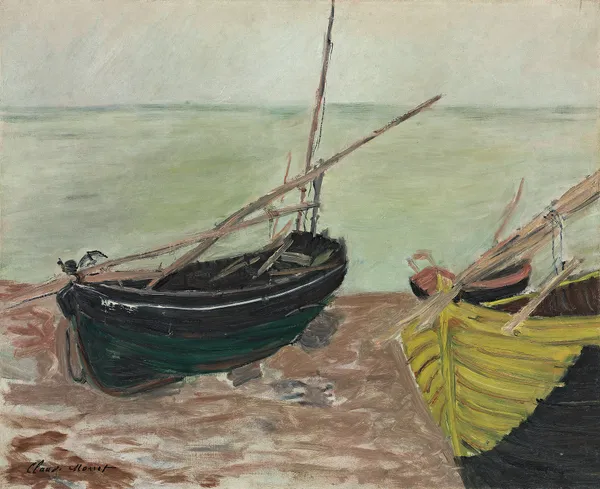 Étude de bateaux sur la plage d’Étretat av Claude Monet