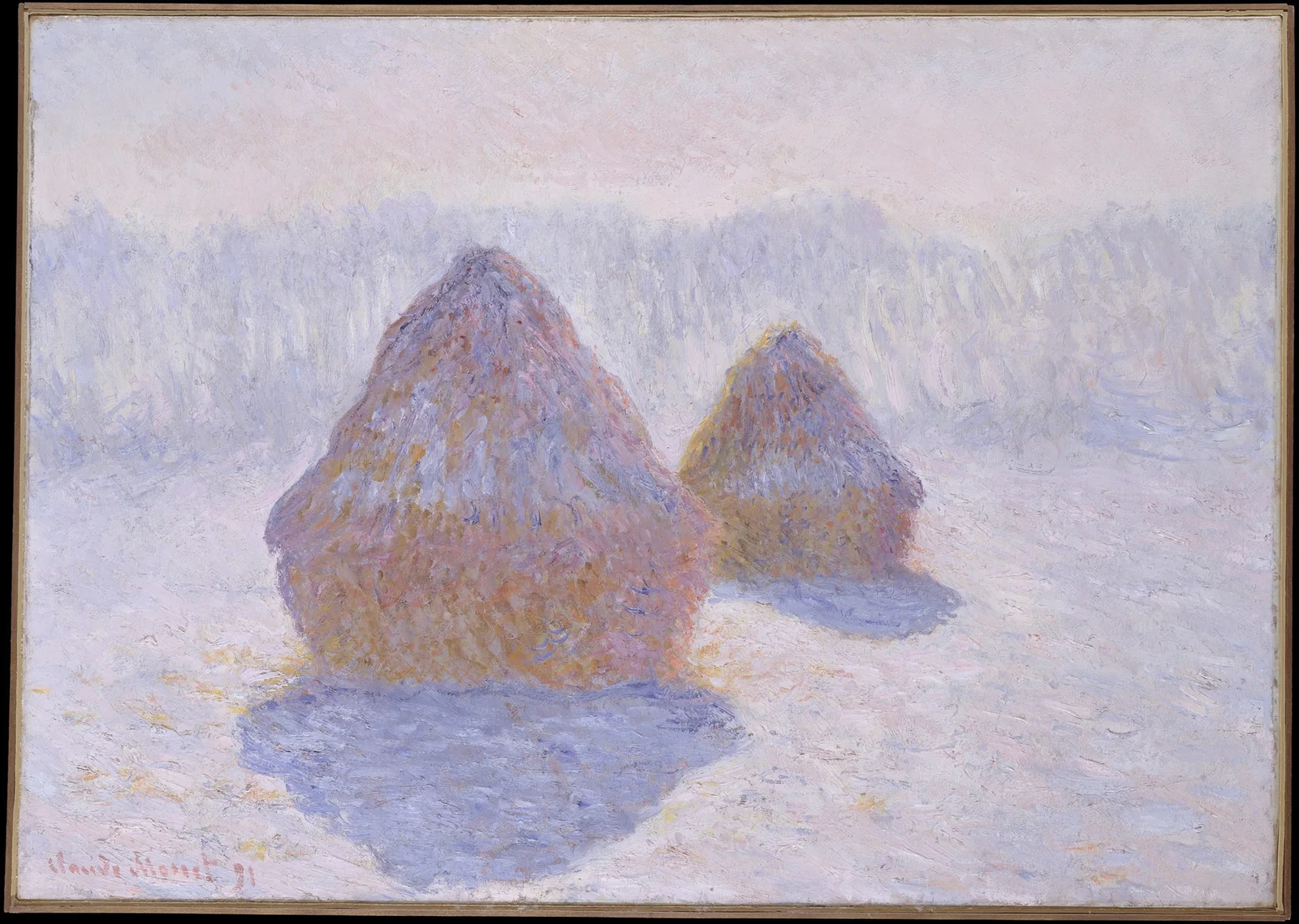 Haystacks (Effect of Snow and Sun) av Claude Monet