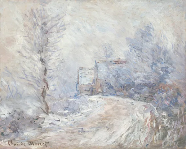 L’entrée de Giverny sous la neige av Claude Monet