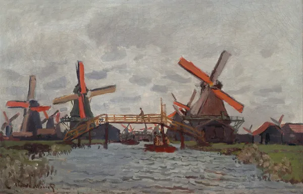Mills at Westzijderveld near Zaandam av Claude Monet