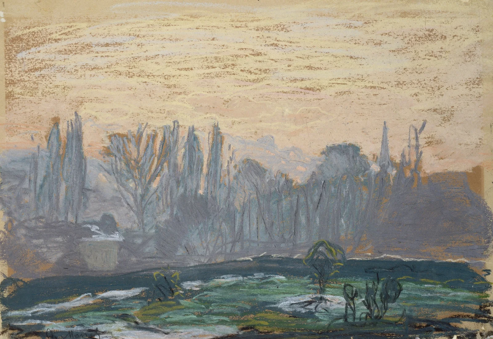 Winter Landscape with Evening Sky av Claude Monet