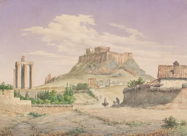 Acropolis seen from the east. In the foreground, the Olympieion and Hadrian’s Arch av Harald Conrad Stilling