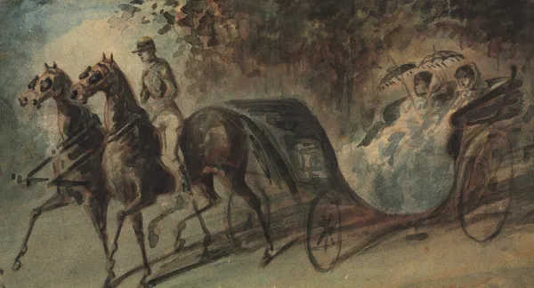 Carriage in the Bois de Boulogne av Constantin Guys