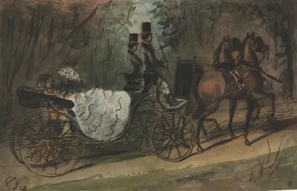 Carriage in the Bois de Boulogne av Constantin Guys