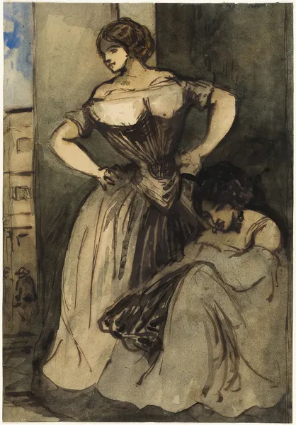 Two Women av Constantin Guys