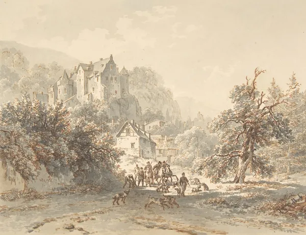 Landscape with a Hunting Party av Barend Cornelis Koekkoek