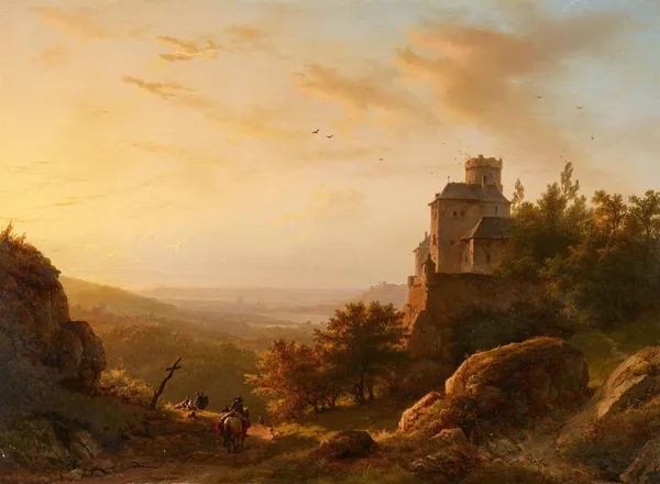 Landschaft mit Burg av Barend Cornelis Koekkoek
