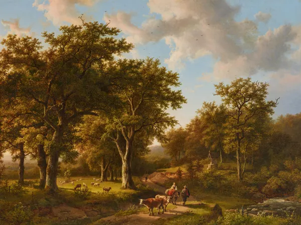 Waldlandschaft mit Hirten und Vieh av Barend Cornelis Koekkoek