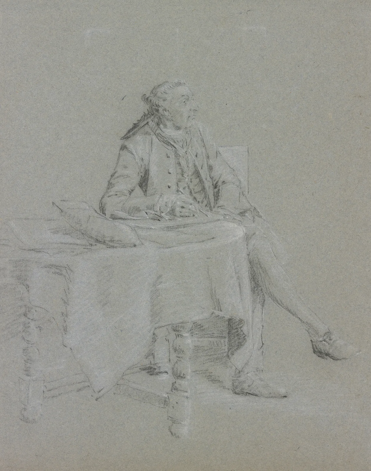 Cavalier sitting at the table av Cornelis Troost
