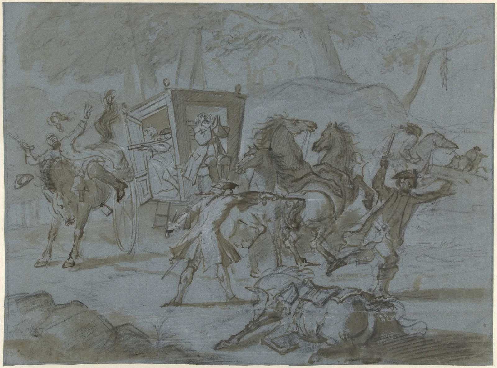 Roofoverval op een koets av Cornelis Troost
