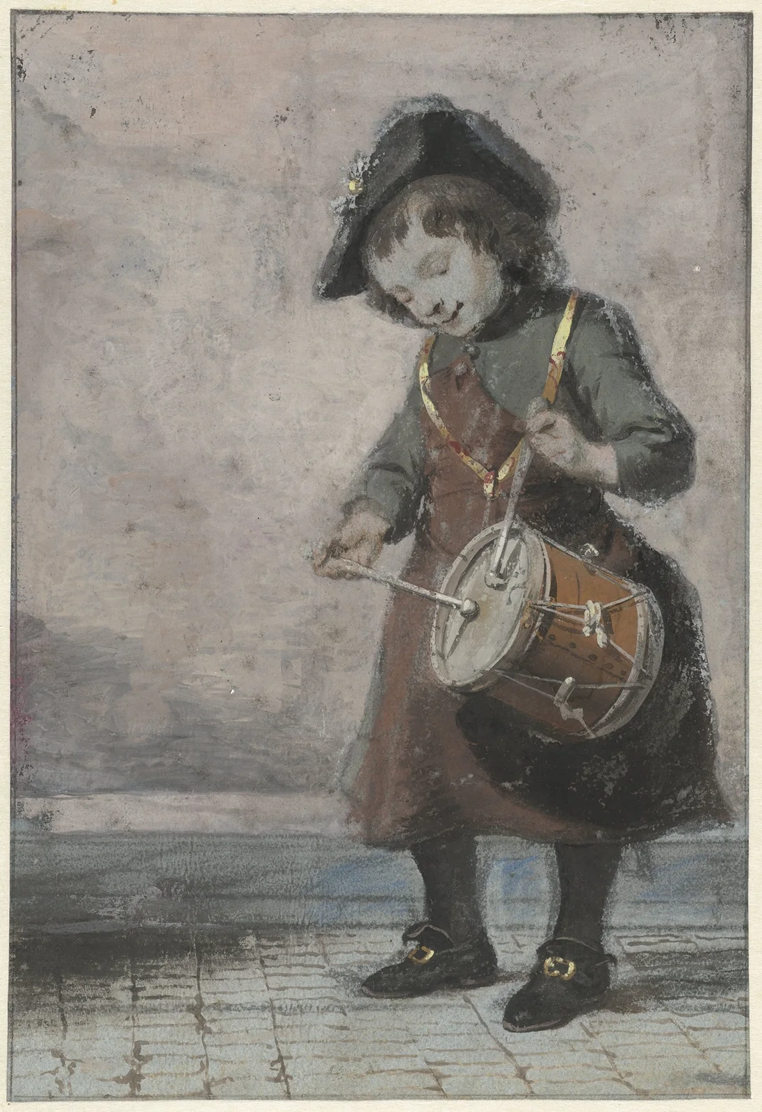 Trommelende jongen av Cornelis Troost