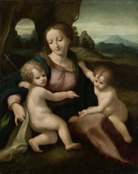 Madonna and Child with the Infant Saint John av Correggio