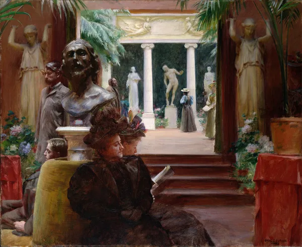At the Sculpture Exhibition av Charles Courtney Curran