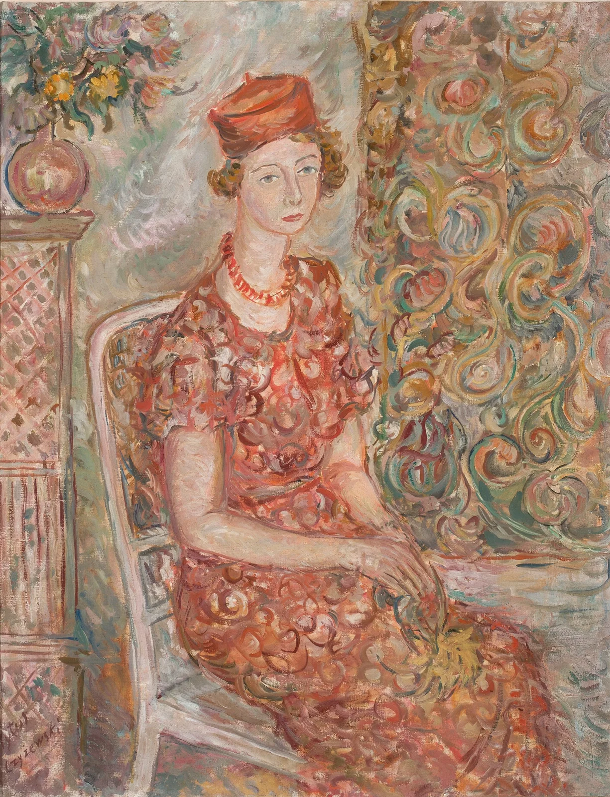 Woman in a small cap av Tytus Czyżewski