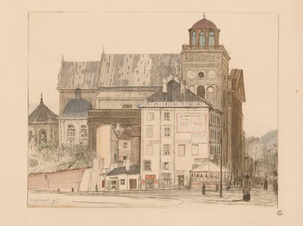 Bernardine church and tower in Warsaw av Feliks Jabłczyński