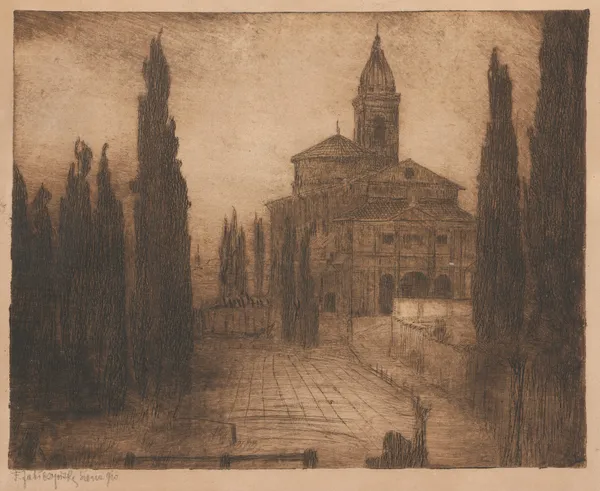 Cypresses near Siena av Feliks Jabłczyński