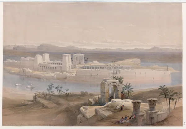 General view of the Island of Philæ, Nubia. Nov. 18th, 1838. av David Roberts