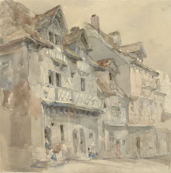 Huizen in Dieppe av David Roberts