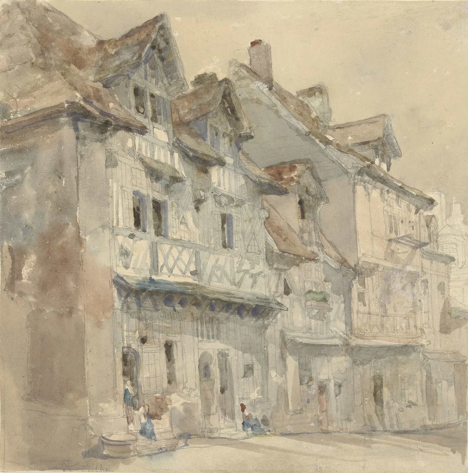 Huizen in Dieppe av David Roberts